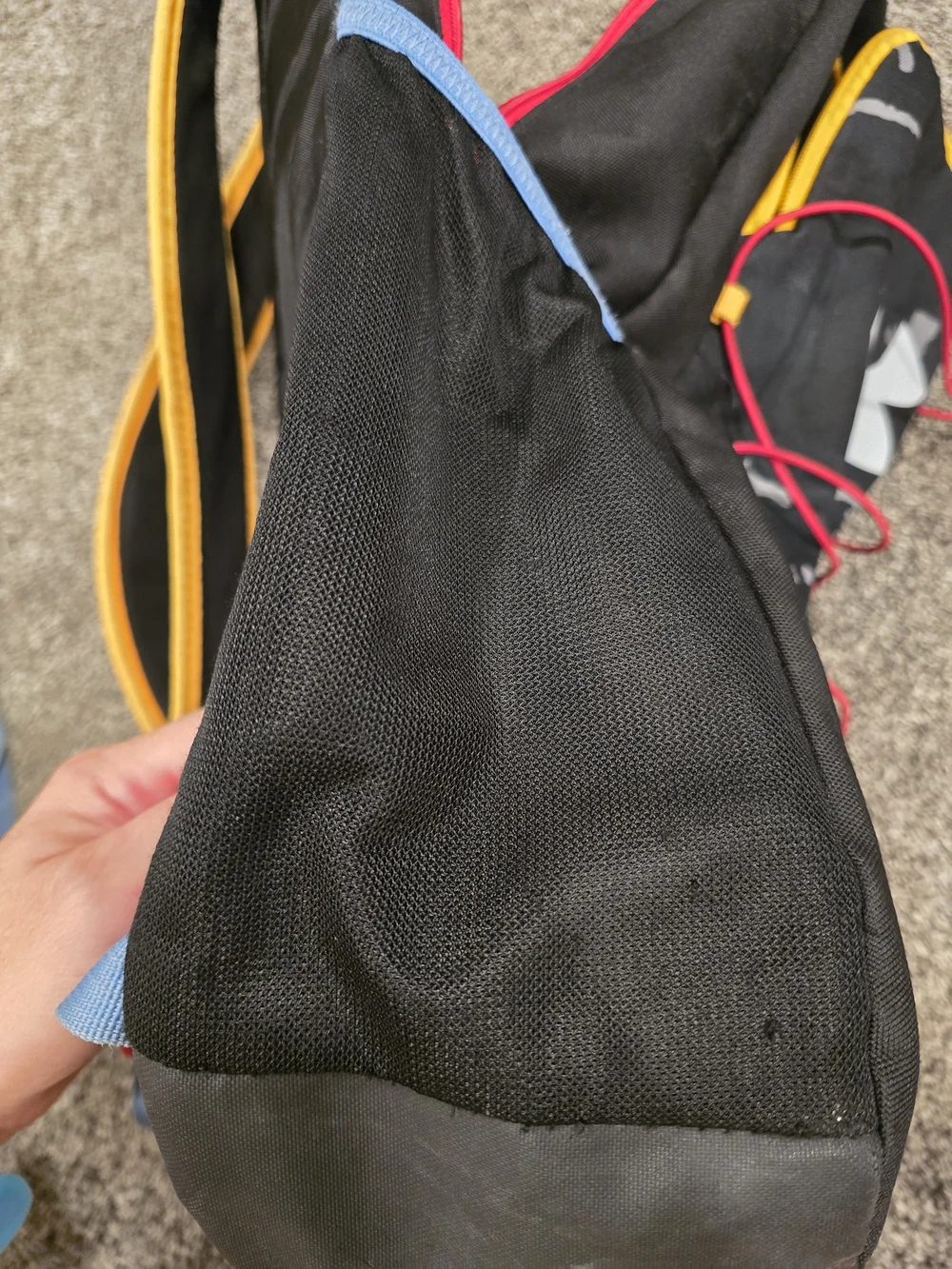 Under Armour Black Camo Backpack with Orange Trim and Red Bungees